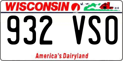 WI license plate 932VSO