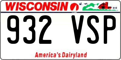 WI license plate 932VSP