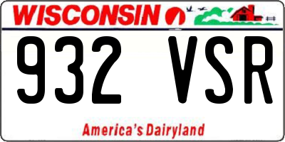 WI license plate 932VSR