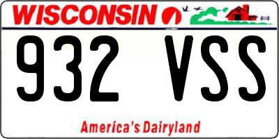 WI license plate 932VSS