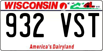 WI license plate 932VST