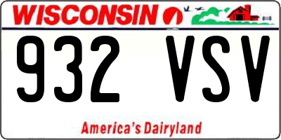WI license plate 932VSV