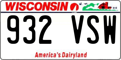 WI license plate 932VSW