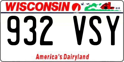 WI license plate 932VSY
