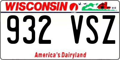 WI license plate 932VSZ