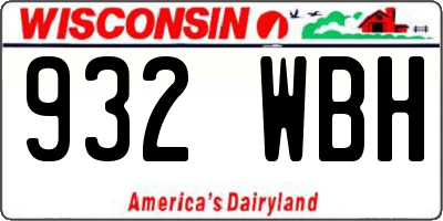 WI license plate 932WBH