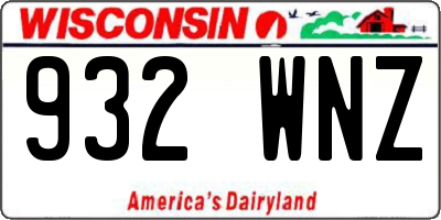 WI license plate 932WNZ