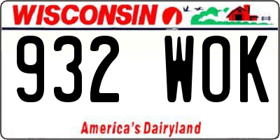 WI license plate 932WOK