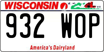 WI license plate 932WOP