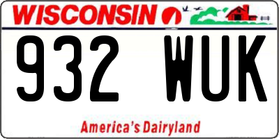 WI license plate 932WUK