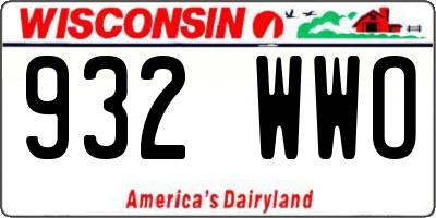 WI license plate 932WWO