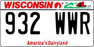 WI license plate 932WWR