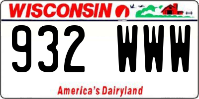 WI license plate 932WWW