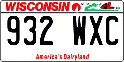 WI license plate 932WXC