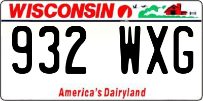 WI license plate 932WXG