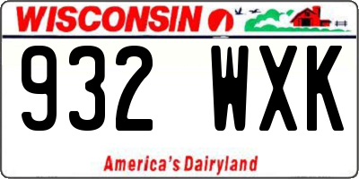 WI license plate 932WXK
