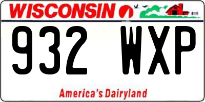 WI license plate 932WXP