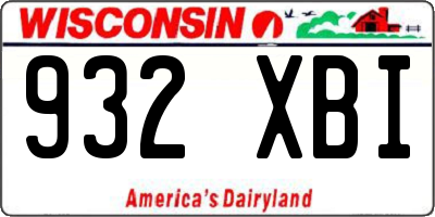 WI license plate 932XBI