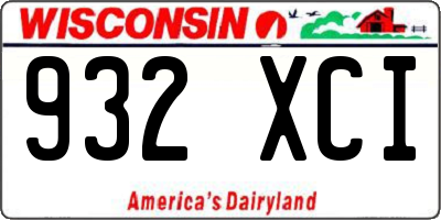 WI license plate 932XCI