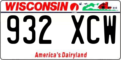 WI license plate 932XCW