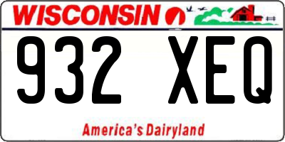 WI license plate 932XEQ