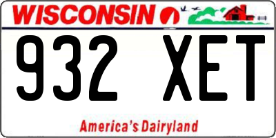 WI license plate 932XET