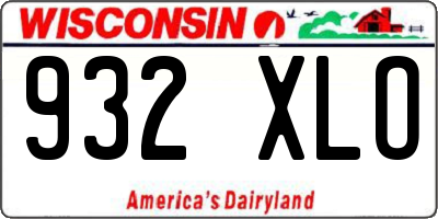 WI license plate 932XLO