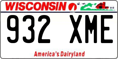 WI license plate 932XME