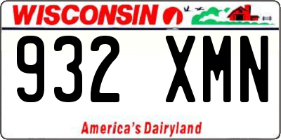WI license plate 932XMN