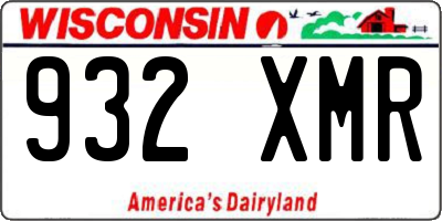 WI license plate 932XMR