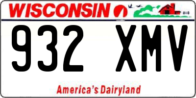 WI license plate 932XMV