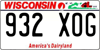 WI license plate 932XOG