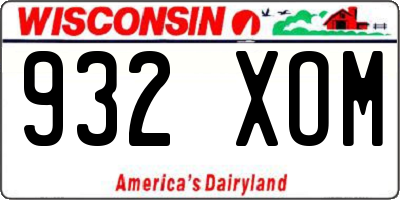 WI license plate 932XOM