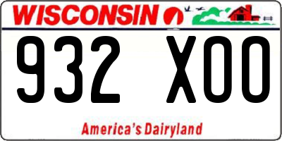 WI license plate 932XOO