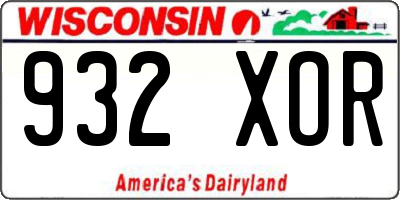 WI license plate 932XOR