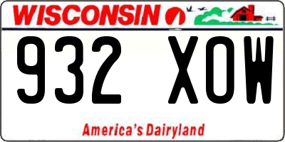 WI license plate 932XOW