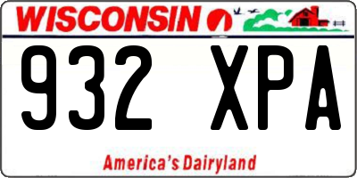 WI license plate 932XPA