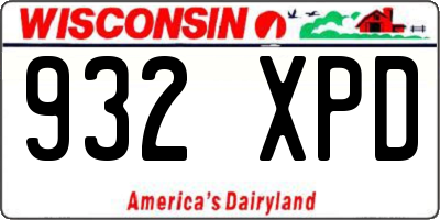 WI license plate 932XPD