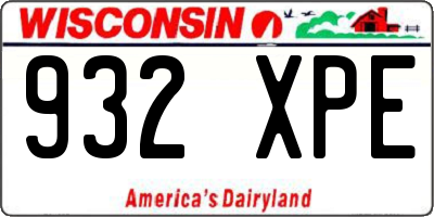 WI license plate 932XPE