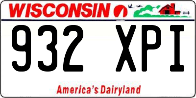WI license plate 932XPI