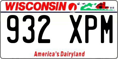 WI license plate 932XPM
