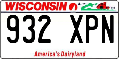 WI license plate 932XPN