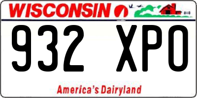 WI license plate 932XPO