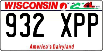 WI license plate 932XPP