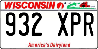 WI license plate 932XPR
