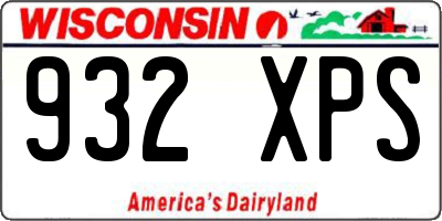 WI license plate 932XPS