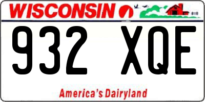 WI license plate 932XQE