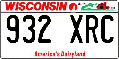 WI license plate 932XRC