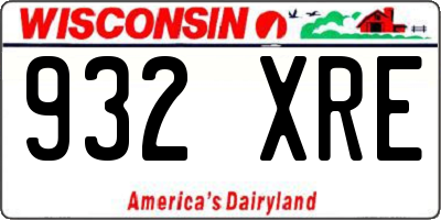 WI license plate 932XRE