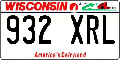 WI license plate 932XRL
